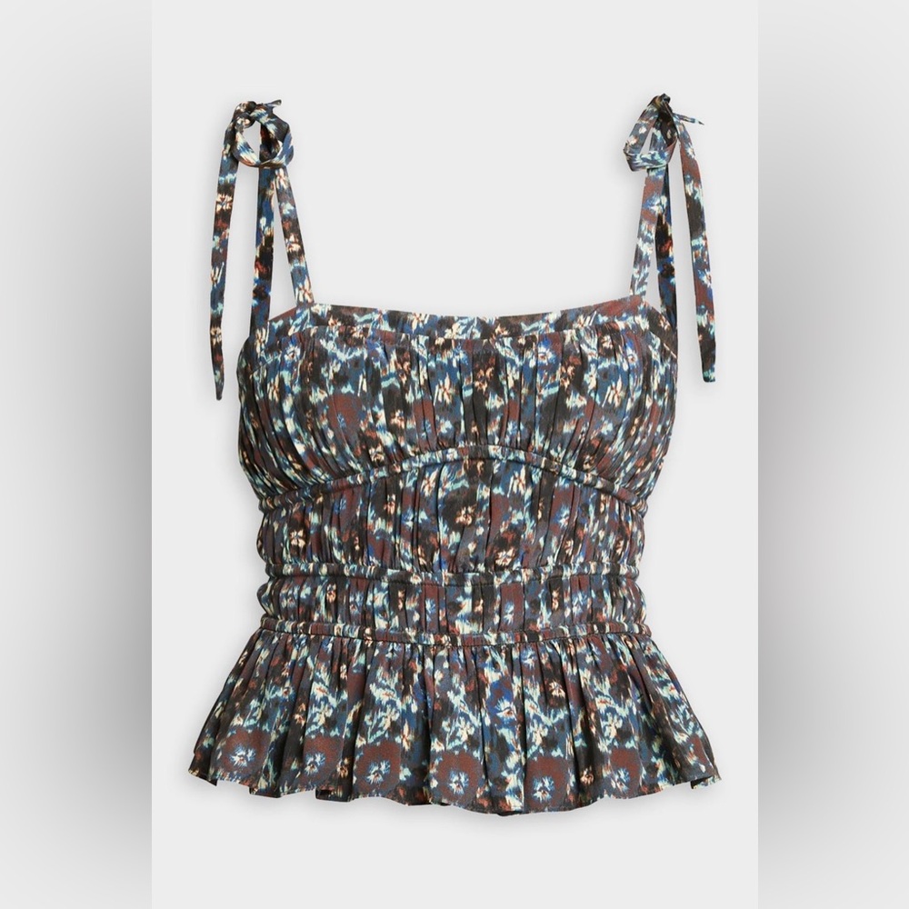 ULLA Johnson Ruffle Nora Top in Cobalt